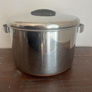 Ekcoware Stock Pot with Lid and Canning Jiggler  Copper Bottom USA